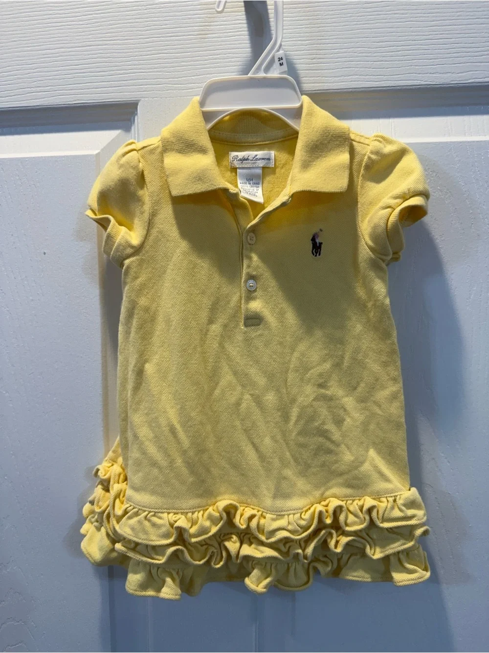 Ralph Lauren Yellow Polo Dress with Ruffle Hem